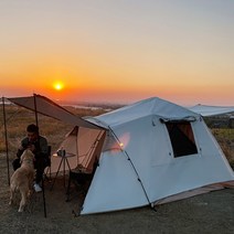 터널형 리빙쉘 텐트 원터치 그늘막 감성 캠핑 반고 터널 거실형 쉘터, 아이보리, 실내텐트+타프, 3-4인용
