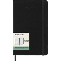 Moleskine 2023-2024 데일리 플래너 18M 라지 블랙 하드 커버 (12.7 x 21.6cm(5 x 8.25인치)), Weekly, Black, Black