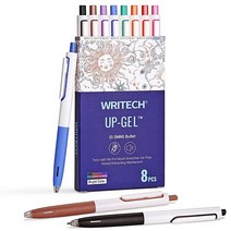 WRITECH 리트랙터블 젤 잉크 Penn 펜 멀티컬러 0.5mm 파인 포인트 저널링 스케치 드로잉 메모용 번짐 없음 매우 부드러운 필기 무소음 클릭 세트 업 8개입, Multicolor