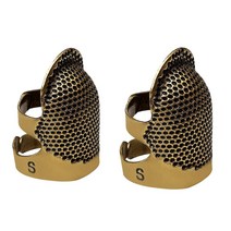 2 PCS Thimbles 레트로 재봉틀 핑거 보호대 방패 보호자 손가락 골블 핀 바늘 파트너 타기 재봉틀 M & S, 하나, 청동