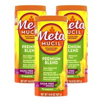 메타무실 Metamucil 프리미엄 블랜드 4-in-1 파이버 섬유질 with 스테비아 421g, 3팩