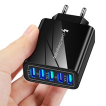 전동킥보드충전기 전기자전거 전동휠 충전기 48w 5 포트 벽 usb 충전기 어댑터 빠른 충전 for iphone 12 xiaomi 태블릿 samsung huawei 용호환, 나를 검게