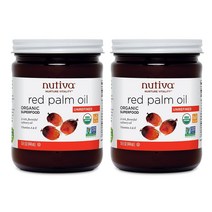 Nutiva Unrefined Fair-Trade Ecuadorian Red Palm Oil 누티바 비정제 레드 팜 오일 15oz(444ml) 2팩, 444ml