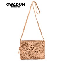Cwadun 그물 미니 토트백 패브릭 라탄백 여름가방 라탄가방 니트백