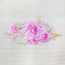 DIY한복 자수패치 큐빅 입체꽃 와펜 의류부자재, 3보라