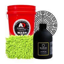 AD워시버킷(빨)+263그릿가드+마일드플러스카샴푸+330셔닐워시패드 세차용품 4종세트