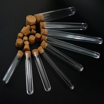 스포이드 피펫 비커Dia 12mm ~ 길이 단단한 플라스틱 테스트 튜브와 코르크 마개 둥근 바닥 컨테이너 학교, 09 5pcs 18X180mm