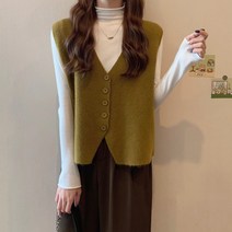 DFMEI 니트 베스트 여자 스웨터 위에 레이어드 나시 민소매