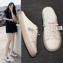 잘생쁨 플랫 여성 뮬 스니커즈 반 슬리퍼 운동화 여름 신발 편안한 사무실 필수 아이템 신발 선물 청바지 치마 에 잘어울리는 코디하기 쉬운 캐주얼 연예인 봄 가을 발