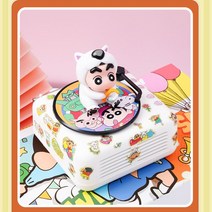 짱구 짱구는못말려 블루투스스피커 레트로 턴테이블 레코드 LP플레이어 스타일 미니스피커, 스피커+장식품+스티커