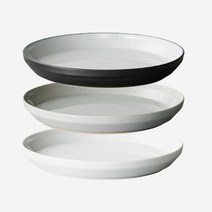 킨토 림 플레이트 - 205mm 도자기 접시 3색상, 화이트
