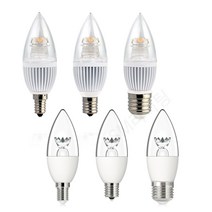 [포커스] LED 촛대구 (투명) 미니전구/샹들리에전구, E26, 주광색(하얀빛)