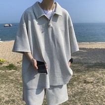 플와카 중학생 남아 와플면 카라 반팔+반바지 상하세트