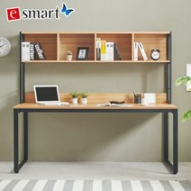 e스마트 스틸 전면 1인 책상세트 책장형 1880, 아카시아_블랙