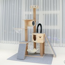 가르르 원목 고양이 캣타워, 긴보드, 필요없음, 진그레이