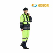 회오리 우의 KO-3500 형광 + 곤색 상하 순찰용 택배용 낚시용, 색상:형광 + 곤색|사이즈:L