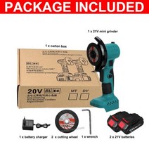 슬라이딩각도절단기 멀티커터기 고속절단기 브러시리스 미니 전동 앵글 그라인더 21V 충전식 180 ° 회전 연마 기계 18V 마끼다 배터리용, 2 Batteries+EU
