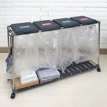 제이에스JS 분리수거함 블랙 그레이 비닐 50매 증정 2단 3단 4단, 4단 블랙, 1개
