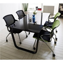 조립형 대형 공부방 교습소 회의 책상 1800 식탁, 01.스틸뷰A형_각진프레임 02.LPM라이트월넛