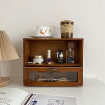 감성 홈 카페장 레트로 그릇수납장 주방장식장 머그컵 진열장, 다크