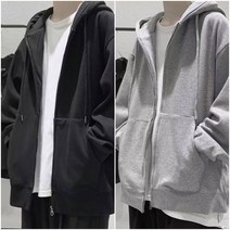남녀공용 무지 소프트 기모 후드 집업 빅사이즈