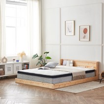 트리탑퍼니처 라니아 LED저상형침대프레임 더블 퀸 침대 편백나무 PVC깔판 매트리스별매 주문제작가능