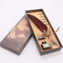 만년필 럭셔리 사무 용품 문구 잉크pen set retro gold feather pen 병 서예 쓰기 dip pen birthday gift box 5 pen tip pen, a