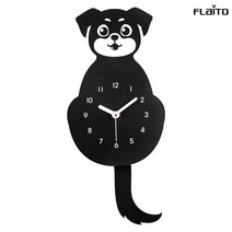 국산 플라이토 무소음 애니멀 블랙 인테리어 추 벽시계, 블랙독(강아지)