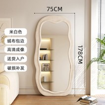비정형거울 웨이브전신거울 카페 옷 욕실 불규칙 현관 드레스룸, 기본, 베이지 75cmx178cm