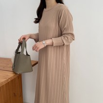 바이엘르 봄 플리츠 A라인 스판 주름 롱 원피스