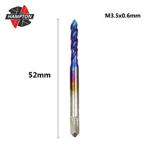 1개 M2 M2.5 M3 M4 M5 M6 나선형 나사 탭 드릴 비트 HSS 미터법 플러그 나노 블루 코팅 기계 탭, 05 M3.5x0.6