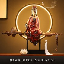 미니불상 불교 장식품 LED 천수관음 공예 도자기 부처상, F