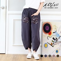 사입자mall F596A 지누시 8부바지 여성 몸빼바지 할머니 엄마 홈웨어 꽃무늬 일바지 작업바지