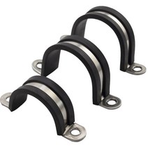 304 스테인레스 스틸 고무 라이닝 U 클립 P 케이블 장착 호스 파이프 클램프 워터 형 후프, 12 Dia28(3pcs)