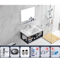 서랍형 세면대 세면장 간이 일체형 욕실 하부장 24종, 100CM세면대+하수관+수전+거울1개