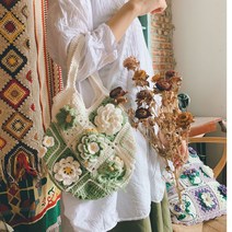 손뜨개 가방 뜨개질 세트 diy 완제품 여름 니트 가방, C (만들기 키트)