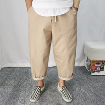 남자 스판 크롭 밴딩 와이드 팬츠 봄 여름 가을 벌룬 허벅돼 배기 통큰 바지