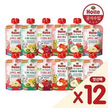 [홀레] 정식수입 유기농 이유식 (파우치타입) 12개세트(맛선택) /영유아식 과일 퓨레/아, 맛(6개):파워패럿 / 맛(6개):파워패럿