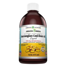 Amazing Nutrition norwegian cod liver oil 어메이징 뉴트리션 노르웨이산 액상 대구간유 16oz(473ml), 1개, 1