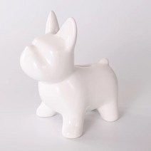 몽지아 시크한 불독 도자기 저금통 인테리어 장식품, 화이트