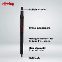 rotring 로트링 샤프 펜슬 500 블랙 1904725h 0.5mm, 외국인, 샤프펜슬(행셀)