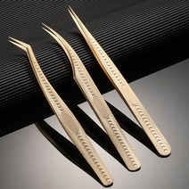 키라비 속눈썹 핀셋 직선형 곡선형 초정밀 트위저 럭셔리 다꾸핀셋, KIR-08-핀셋(골드), 1개