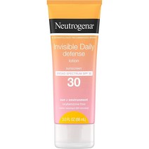 Neutrogena 인비지블 데일리 디펜스 선크림 로션 브로드 스펙트럼 SPF 30 방수 옥시벤존 프리 산화 방지제 89ml 1개, 2개