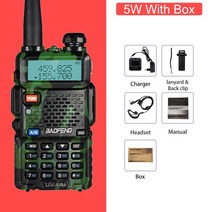오키토키 워키토키 충전식 Baofeng 원래 UV-5R 워키 토키 듀얼 밴드 136-174Mhz & 400-520Mhz 휴대용 B, 07 5W-Cam With Box_04 호주 표준