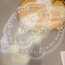 지안홈데코 에리얼 테이블 매트 레이스 자수 꽃 식탁깔개 2종, 화이트