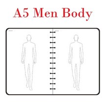 드로잉 눈금자 인체 A5 여성 패션 디자인 노트북 템플릿 A4 남성 스케치 스타일 렌더링 의류 디자이너 도구 50 매 용지 120g, 06 A5 Men Body