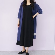 빅걸스토리 빅사이즈 라운드 민소매 훌 나시 롱원피스