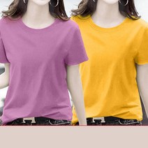 1+1 여성 여름 반팔 티셔츠 솔리드 루즈핏 순면 빅사이즈 반팔 티셔츠
