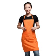 Thicken Cotton Polyester Blend 요리 킹 주방 턱받이 앞치마 포켓 블랙 블루 그린 레드 옐로우 오렌지 플레인 앞치마, 주황색, 주황색