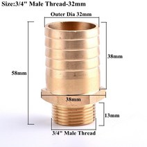 퀵커플러 매니폴드 3/4 quot수나사 8 32mm 황동 파이프 피팅 호스 바브 테일 커넥터 급수 관개 파고다 조인트 구리 커플러 어댑터, [02] 3Pcs, [09] 3I4 Inch-32mm